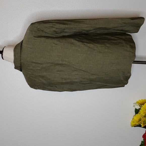 Saks Fifth Avenue Linen Wool Jacket Olive Green Luxury Vintage Office Italian - Picture 7 of 8